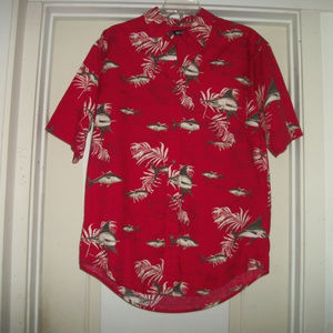 WHITE LOTUS STYLED RETRO PURITAN HAWAIIAN FISH SHIRT M